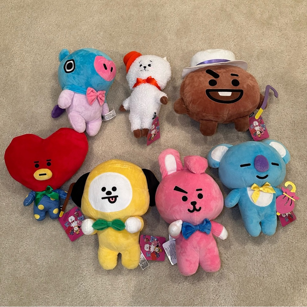 New BT21 Friendly Cooky Koya Mang RJ Shooky 13" Set of 7 Licensed Plush